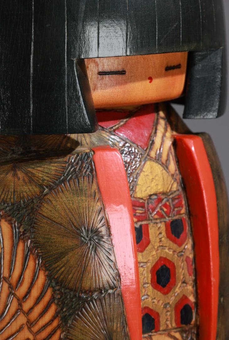 BE978 小林伊之助作 『 夕月 』 木彫 創作こけし 高さ35.5㎝