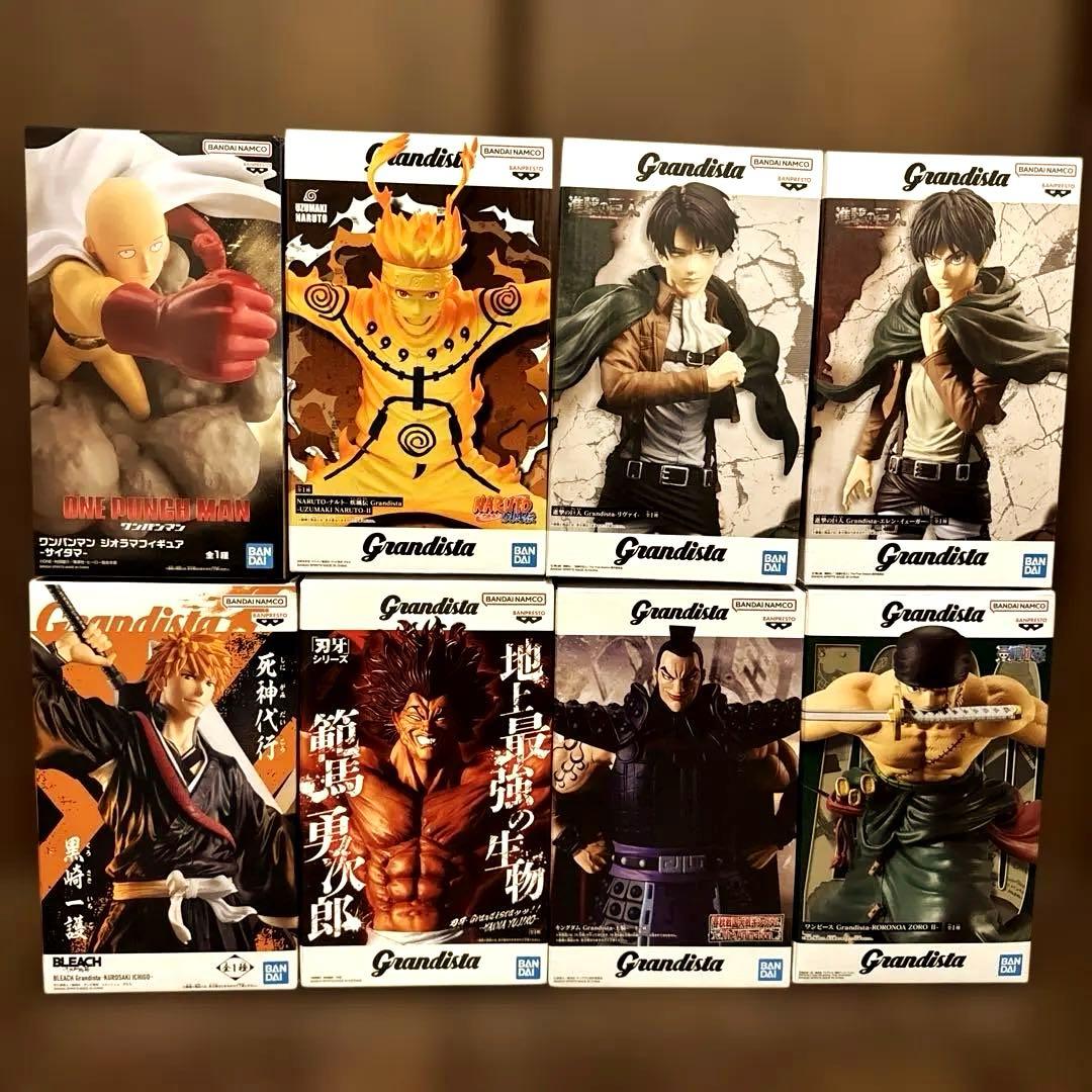 フィギュア Grandista 他 8体セット ワンピース/ナルト/進撃/刃牙他
