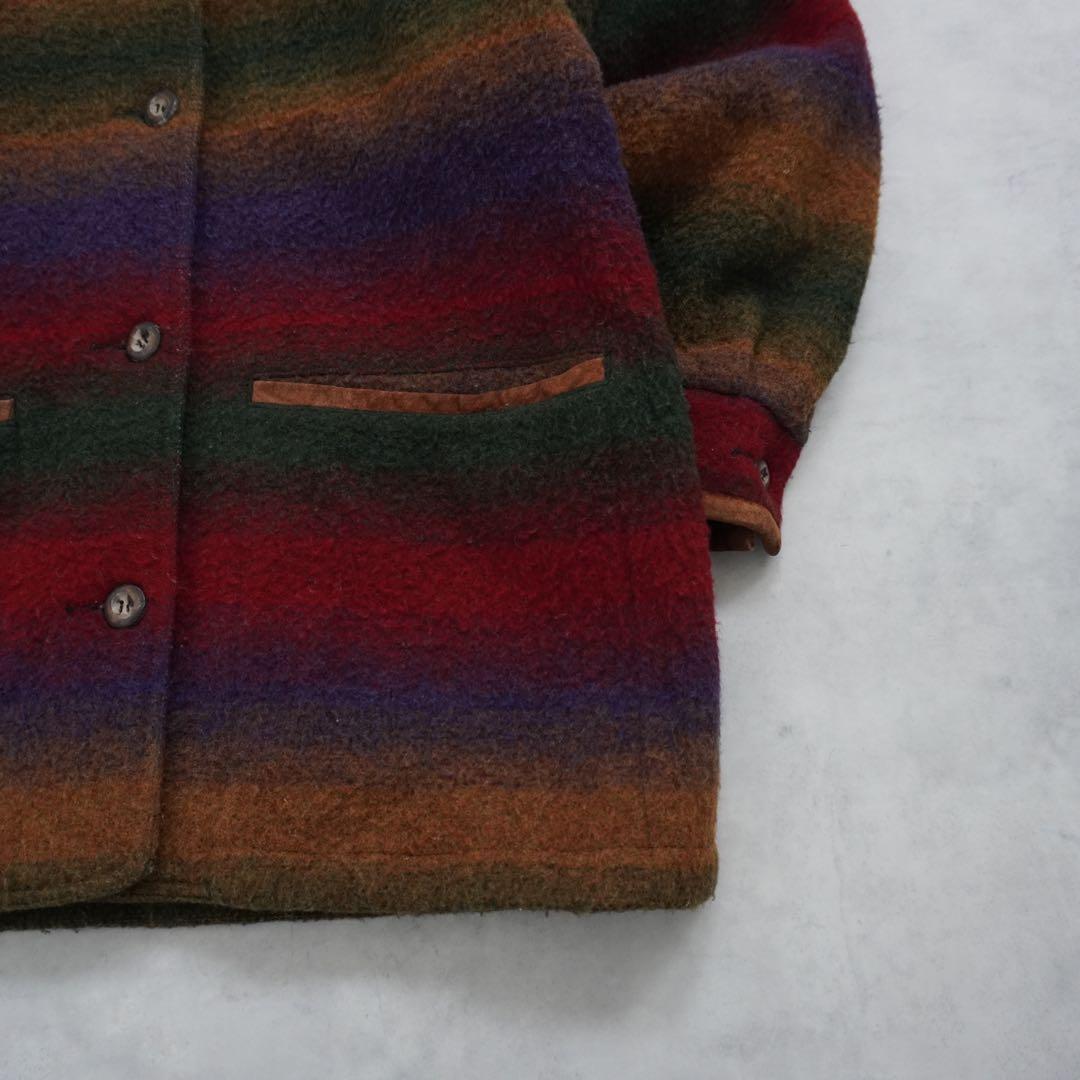 【80s】EddieBauerエディーバウアー ウールブランケットコート黒タグ