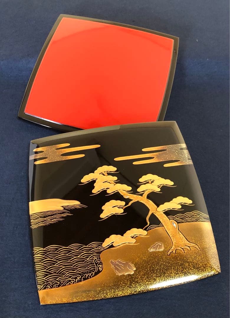 《R》輪島塗 四段重 替蓋 重台付 五島屋謹製 共布 共箱 251118え3