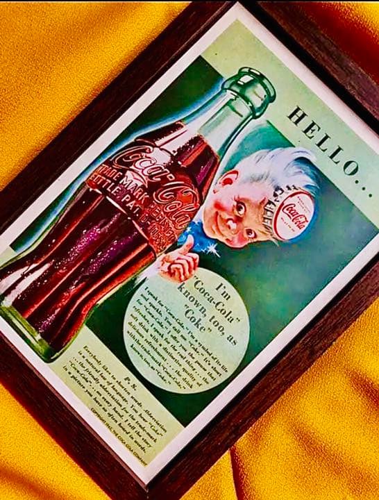 コカコーラ＊スプラッシュボーイ＊本物ビンテージ1942年額装品 コカコーラ＊スプラッシュボーイ＊本物ビンテージ1942年額装品