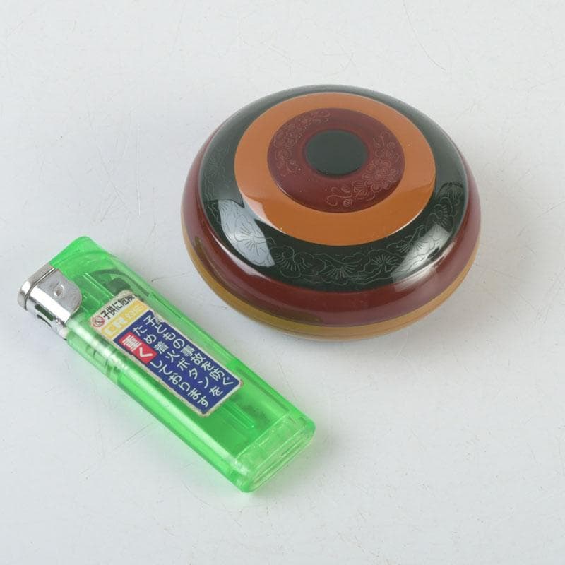 茶道具　山中塗　道場宗廣作　玄々斎好　独楽塗香合　共箱　V　9539