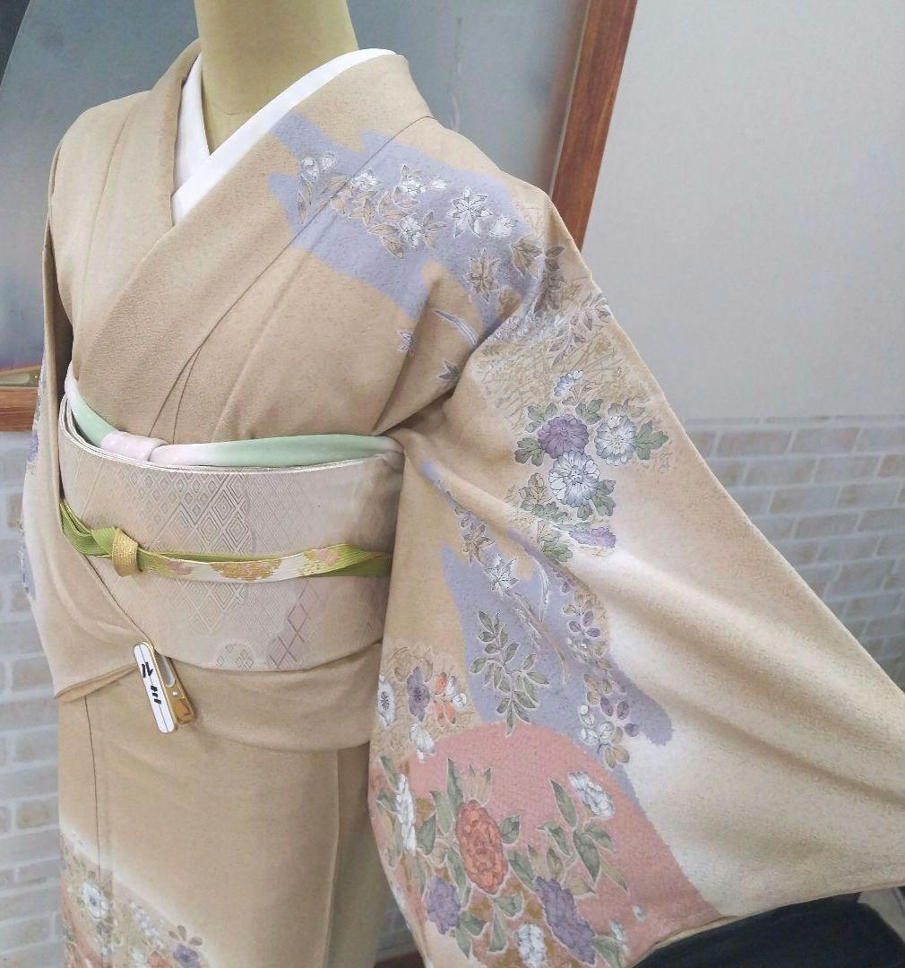 辻ケ花訪問着4点フルセット、着物、袋帯、帯揚げ、帯締め