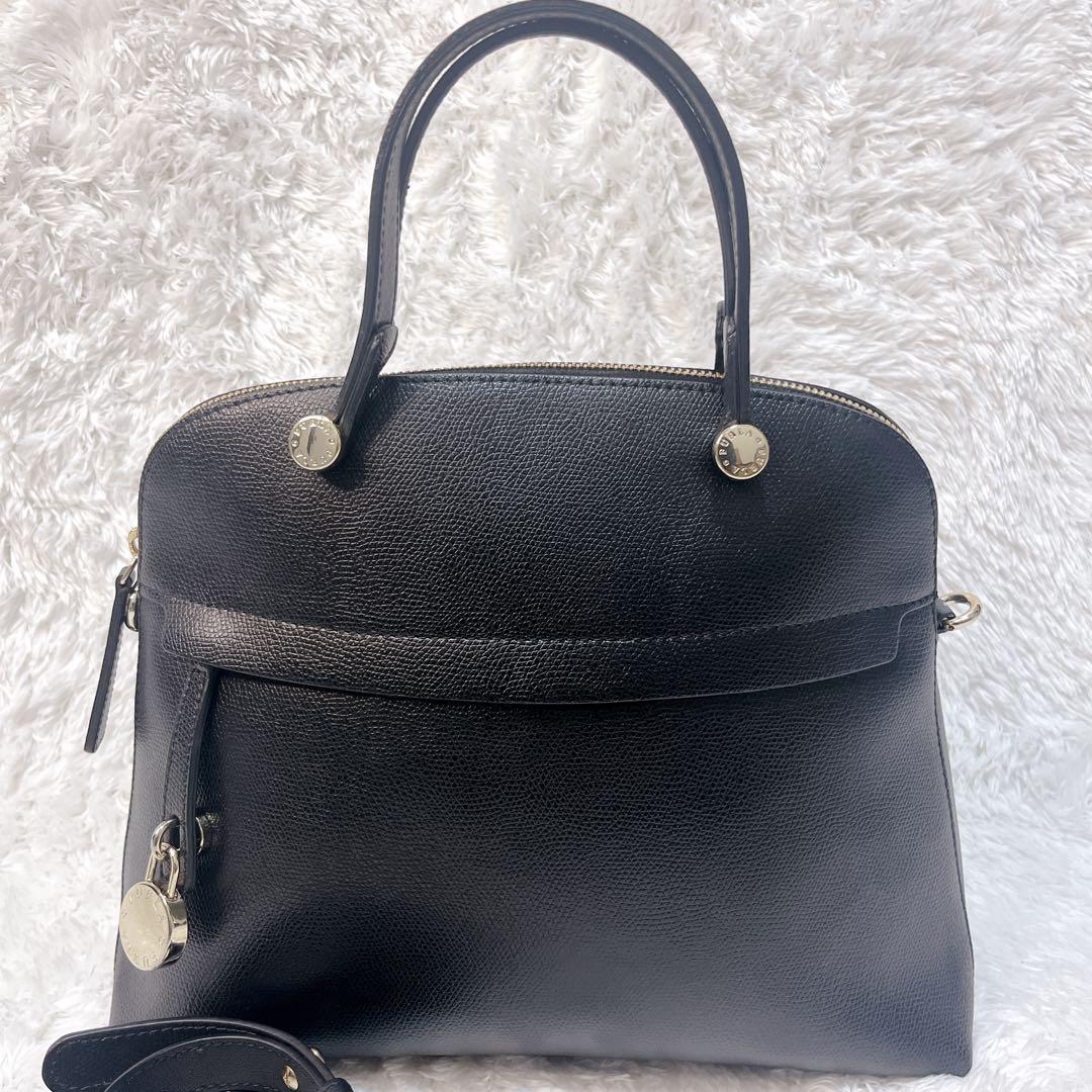 極美品✨FURLA パイパー 2way ハンドバッグ ショルダーバッグ 黒 M