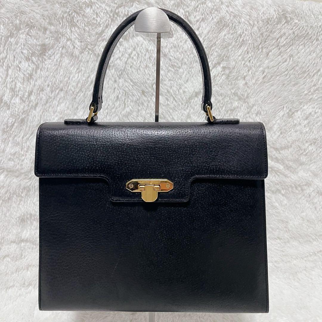 VALENTINO GARAVANI ハンドバッグ ゴールド金具 レザー 黒色