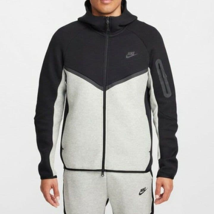 NIKE ナイキ　テックフリース フルジップ ウィンドランナー フーディ　黒×灰