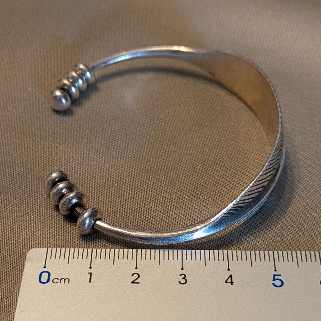 最終値下げ　カレンシルバー　ハンドメイド　フェザー　バングル　b-6