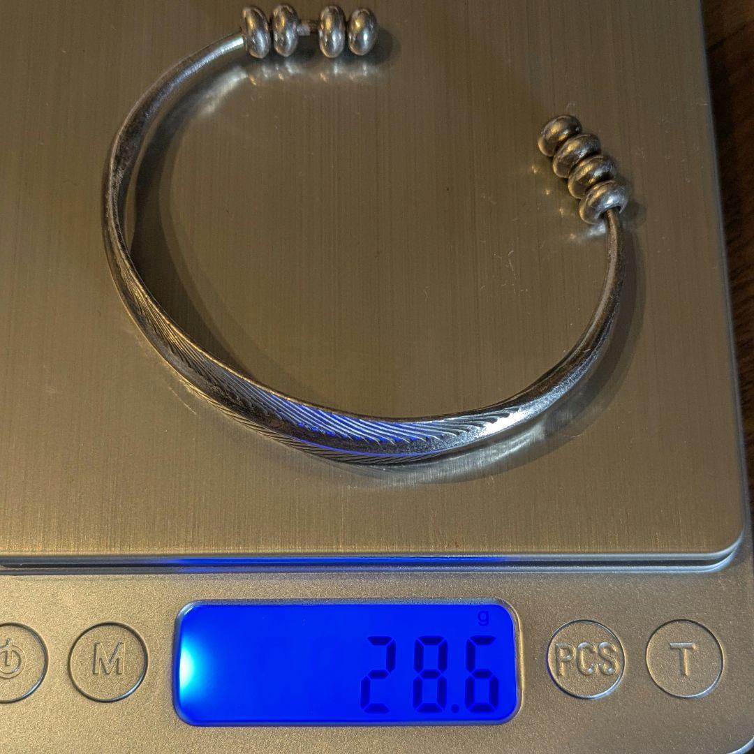 最終値下げ　カレンシルバー　ハンドメイド　フェザー　バングル　b-6