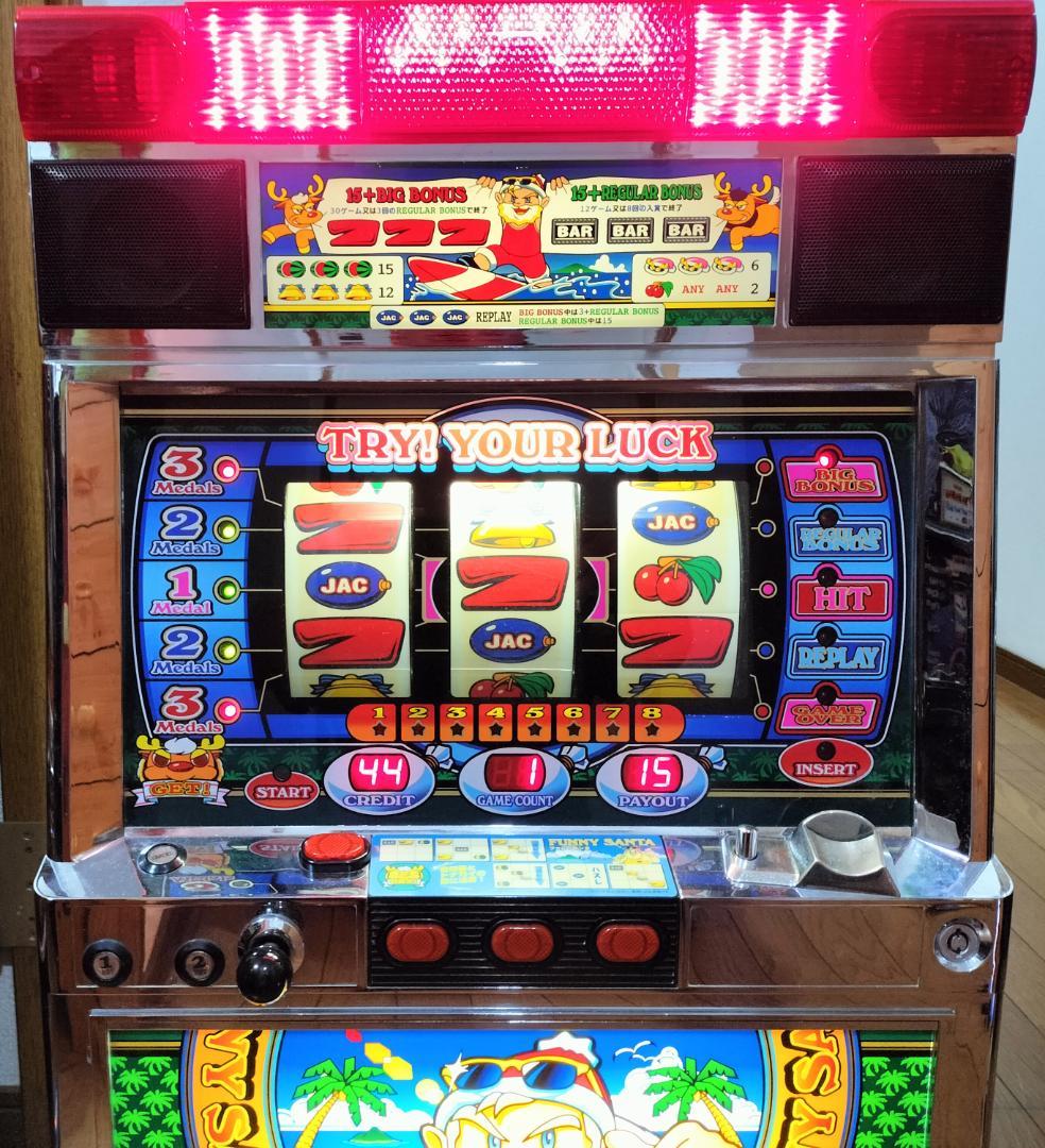 パチスロ実機】タイヨー☆ファニーサンタ【コイン不要機付】4号機