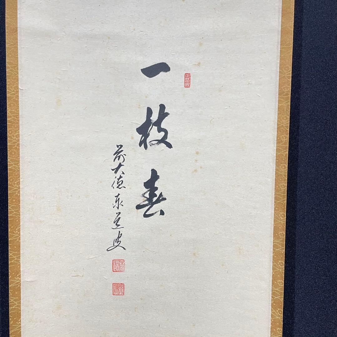 3992 泰道 「一枝春 紅梅」 共箱 肉筆 紙本 掛軸 臨済宗 大徳寺 禅語