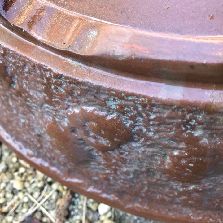 盆栽鉢 超希少レア時代朱泥大盆栽鉢落款木肌松皮中国山野草寄せ植え