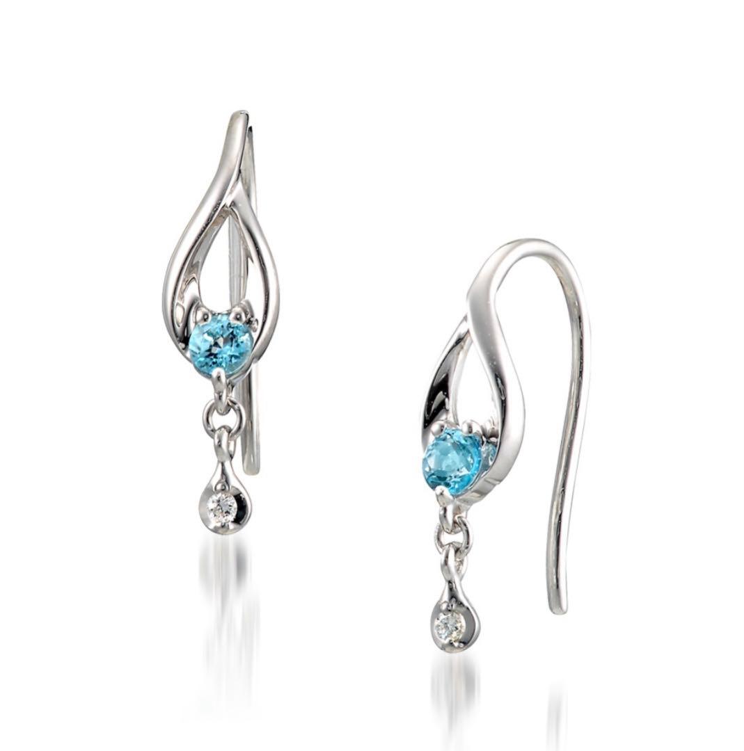 STAR JEWELRY k10 ピアス(ダイヤモンド・ブルートパーズ) STAR JEWELRY - STAR JEWELRY(スタージュエリー) ピアス美品 - K10