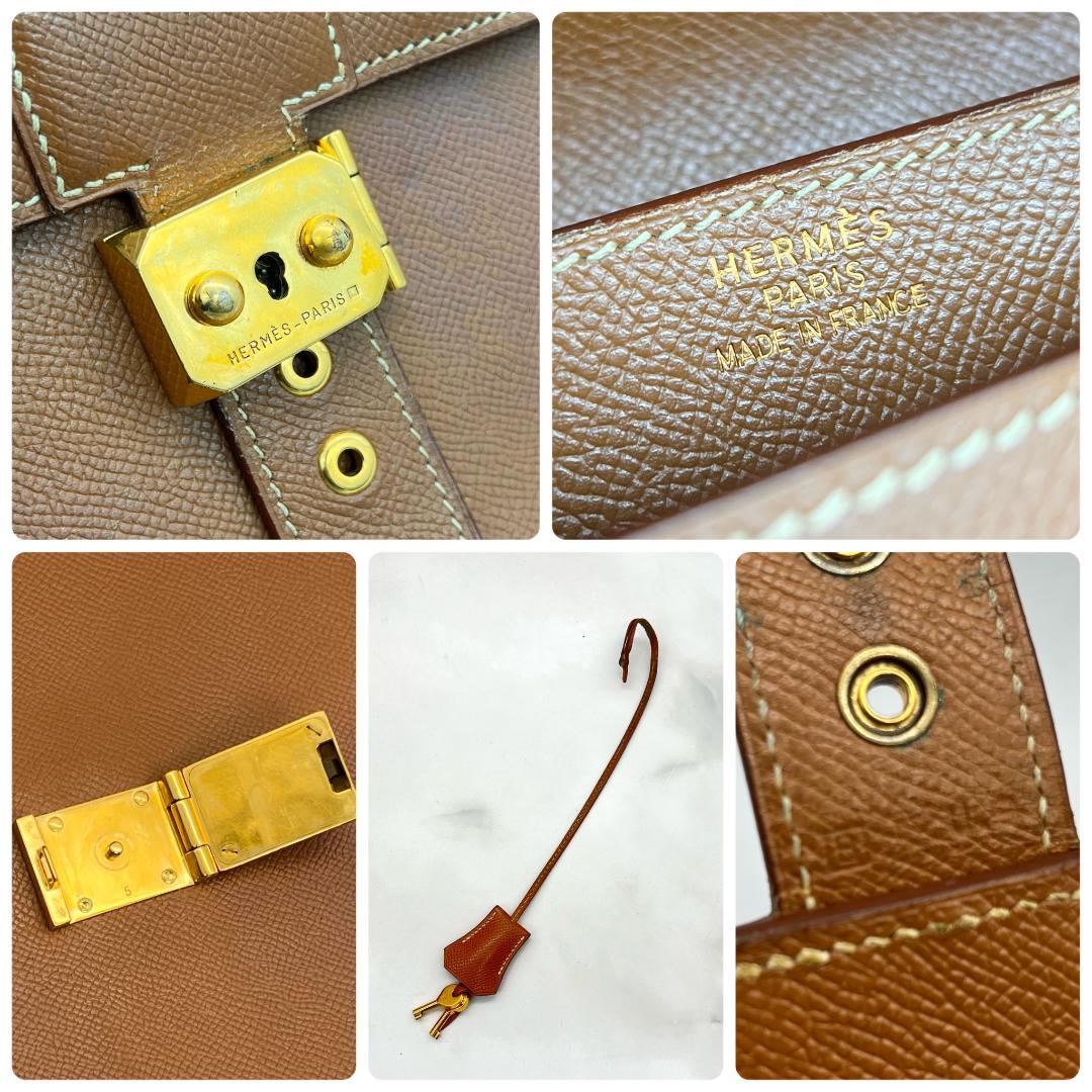 エルメス サックアデペッシュ38 ゴールド クシュベル ブラウン ビジネス 茶