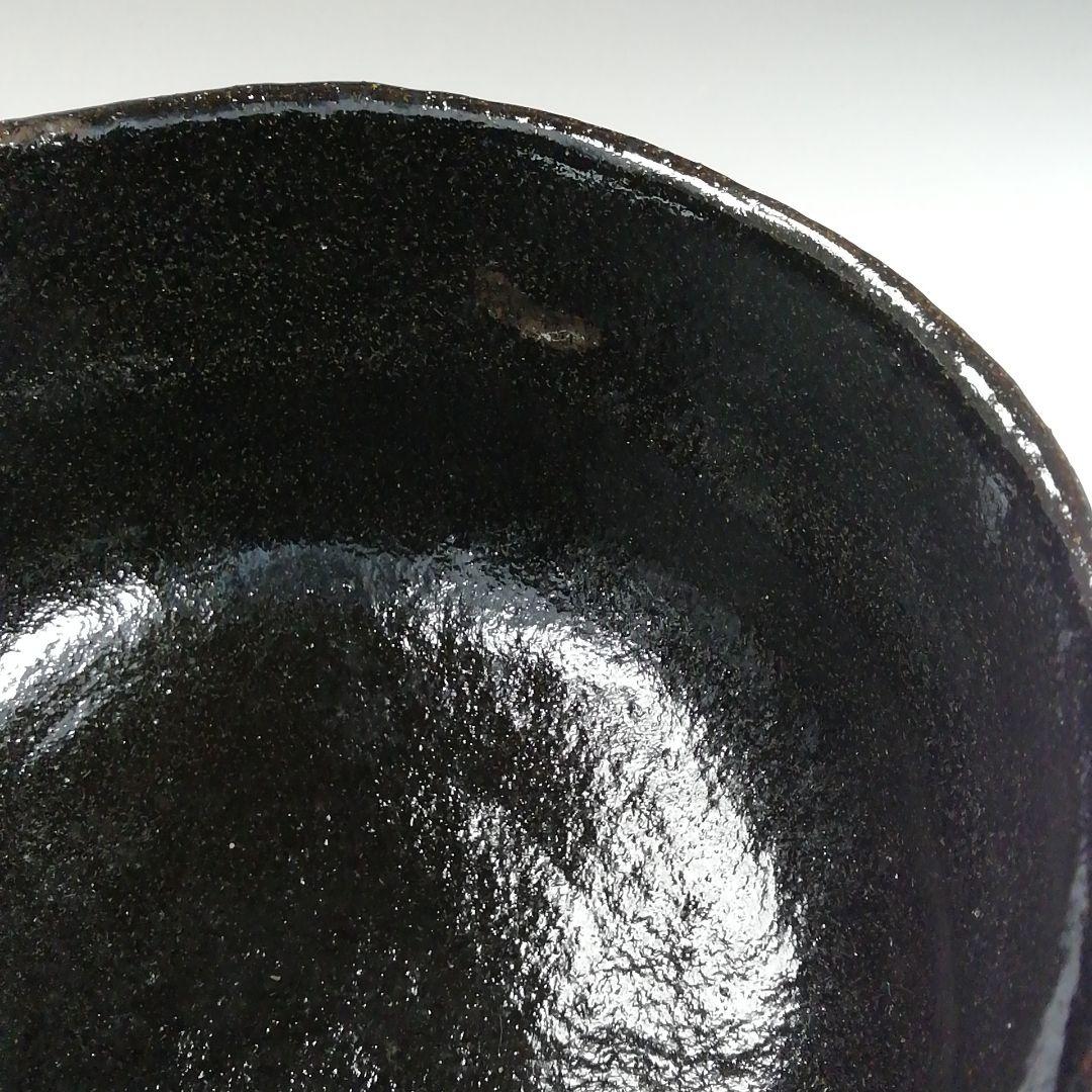 T874 茶碗 『水車』『黒楽茶碗』『楽入 造』 共箱 抹茶碗 茶道具