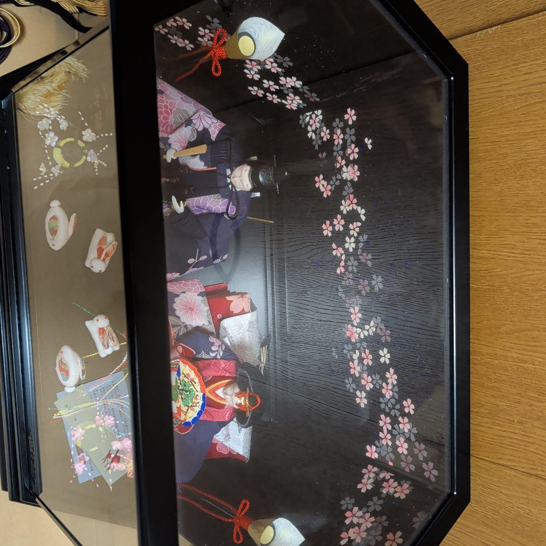 ほぼ未使用！寿慶 雛人形 2人 ガラスケース付き