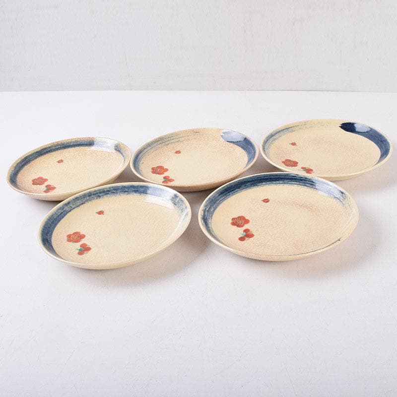 和食器　永楽善五郎作　仁清写梅皿　銘々皿　五客　共箱　V　R8935