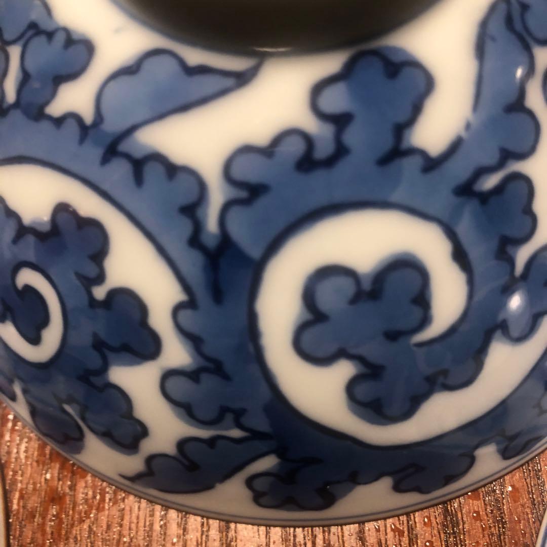 白と青の模様の茶碗5個セット