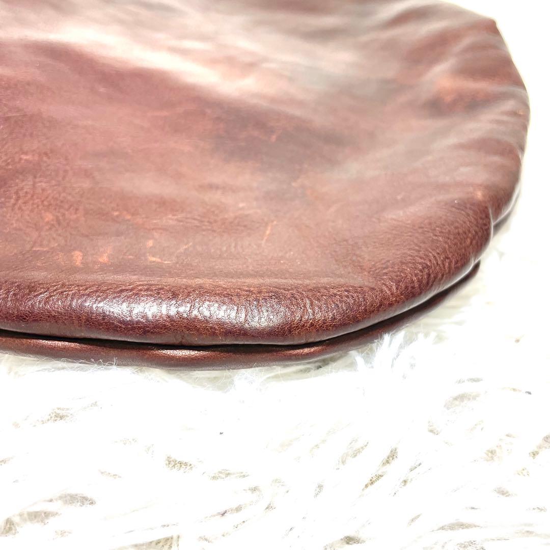 genten ゲンテン ユーフラテス レザーショルダーバッグ ブラウン