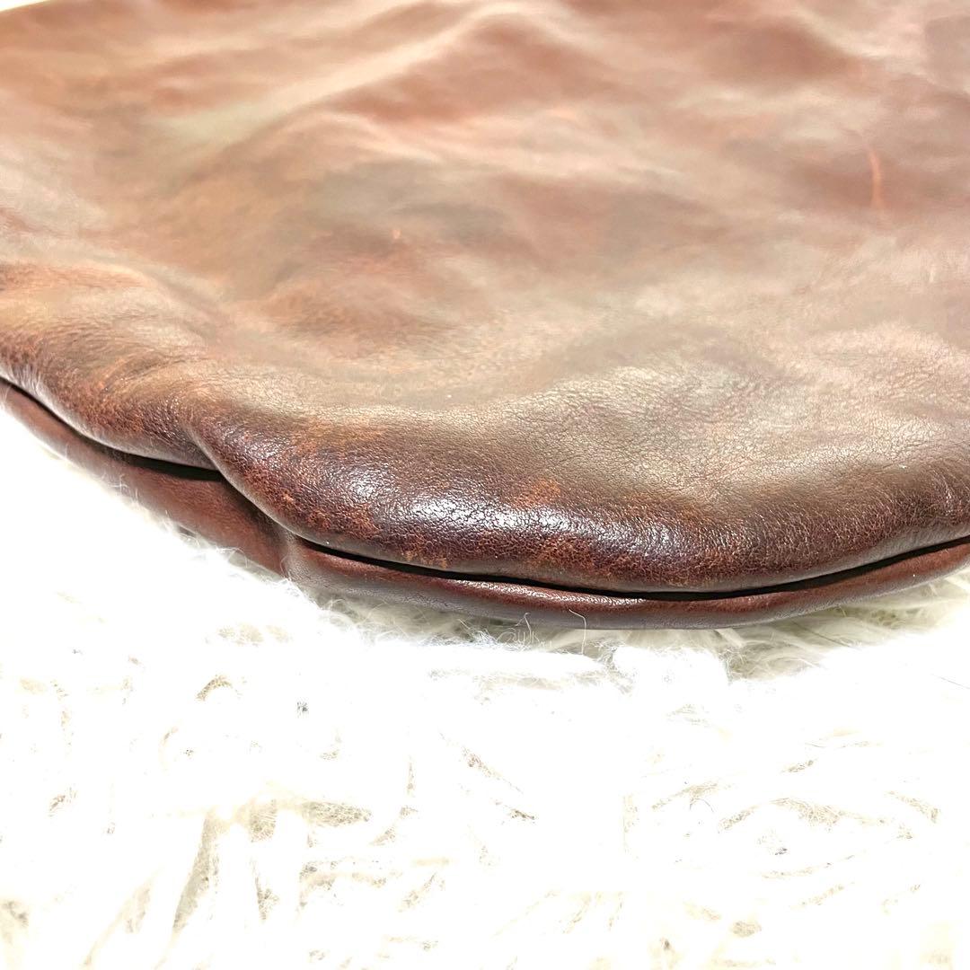 genten ゲンテン ユーフラテス レザーショルダーバッグ ブラウン