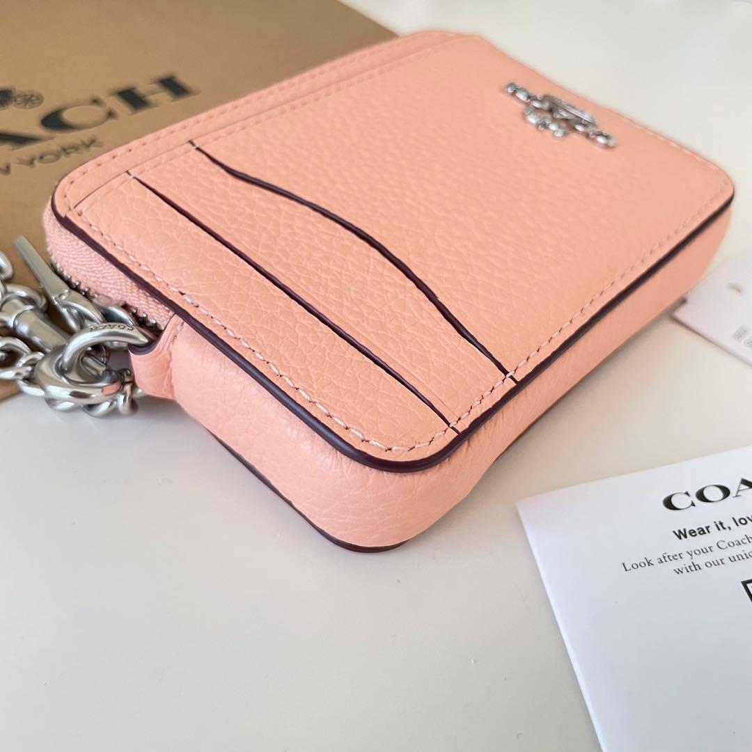 COACH コース　ケース　小銭入れ財布　ブラッシュ　ピンク　パスケース