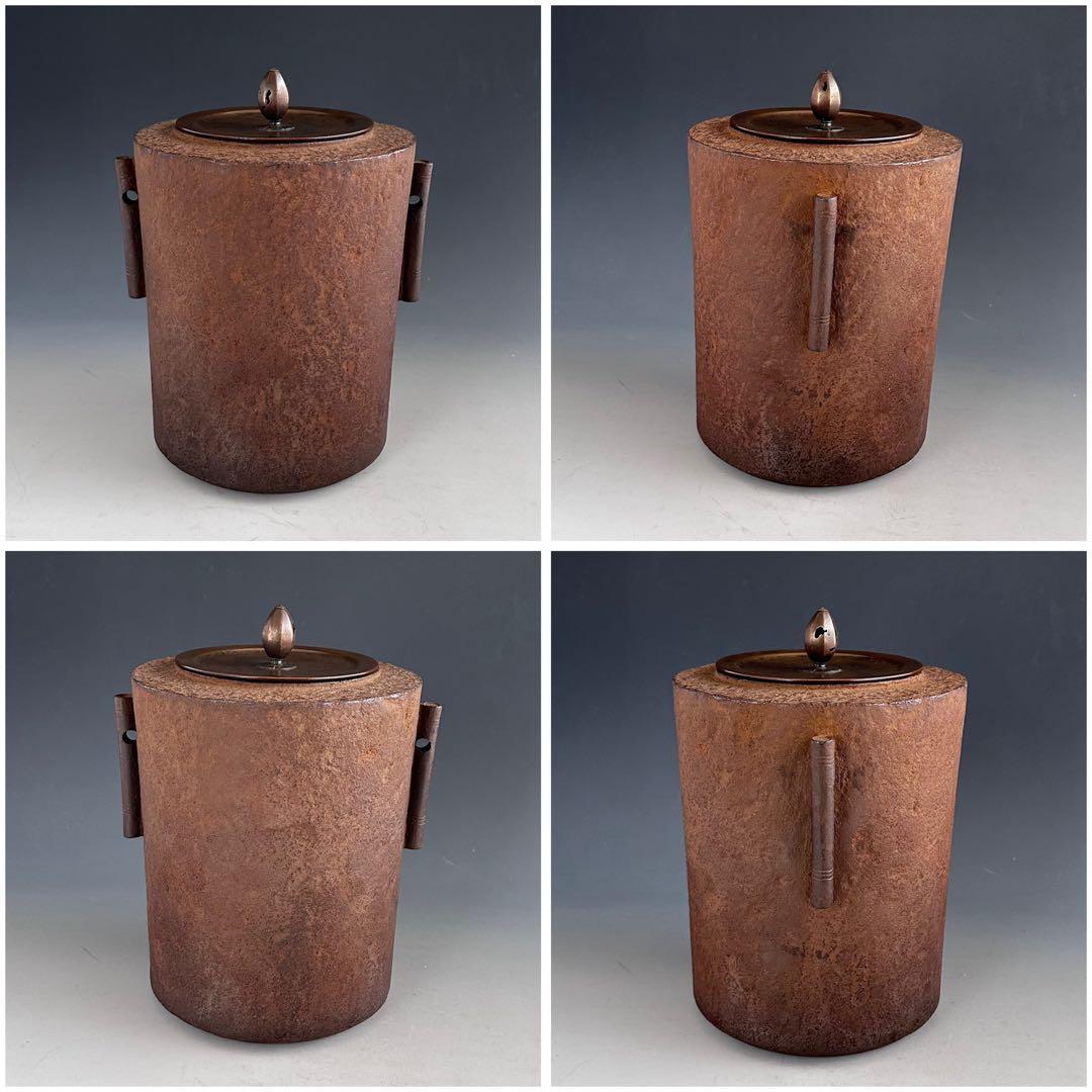 茶道具 筒釜 横倉友次郎 共箱 山形鋳物 釣釜 風炉用 茶事 稽古 野点