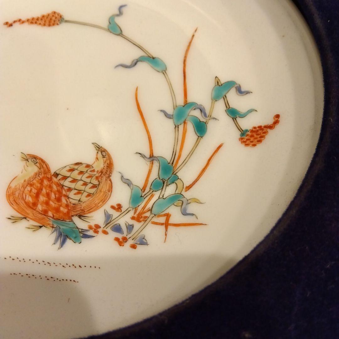 十三代 酒井田柿右衛門錦 秋菊鶉文 額皿