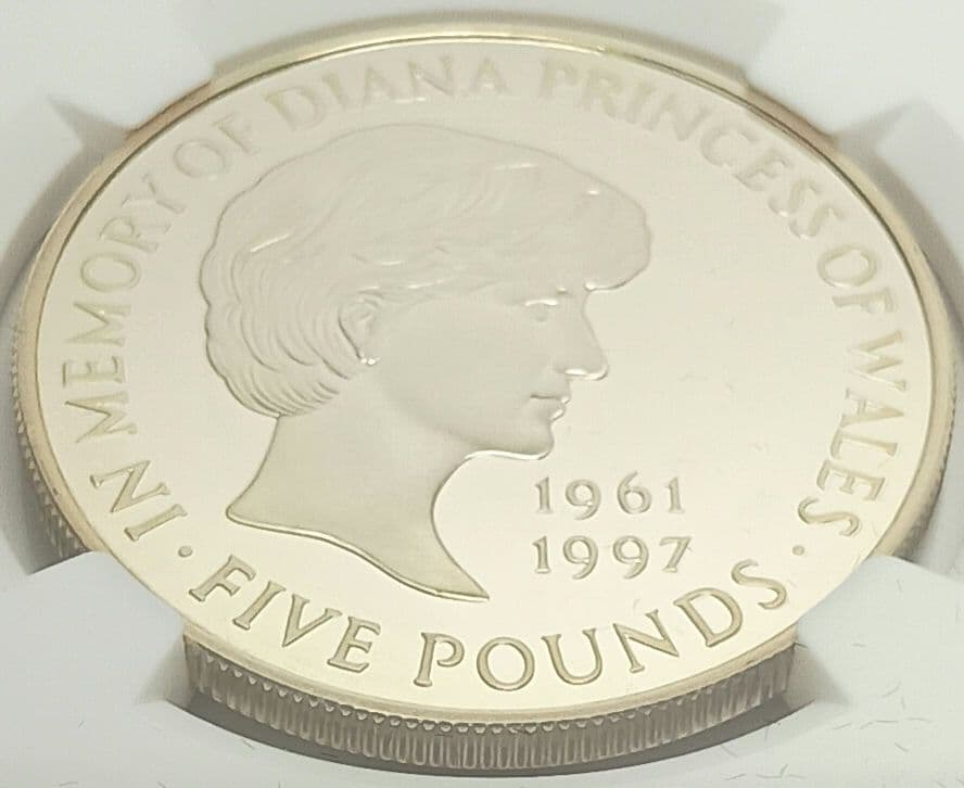 1999 イギリス ダイアナ妃追悼 £5 プルーフ銀貨 NGC PF68UC ④