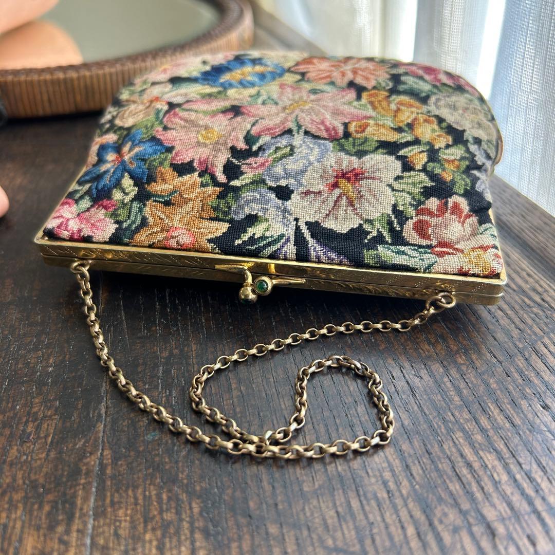 欧州アンティーク　繊細ゴブランの小さなバッグ