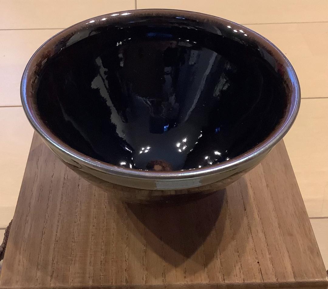 桶谷定一】烏盞（うさん）天目茶碗 銀覆輪 黒天目 定一造