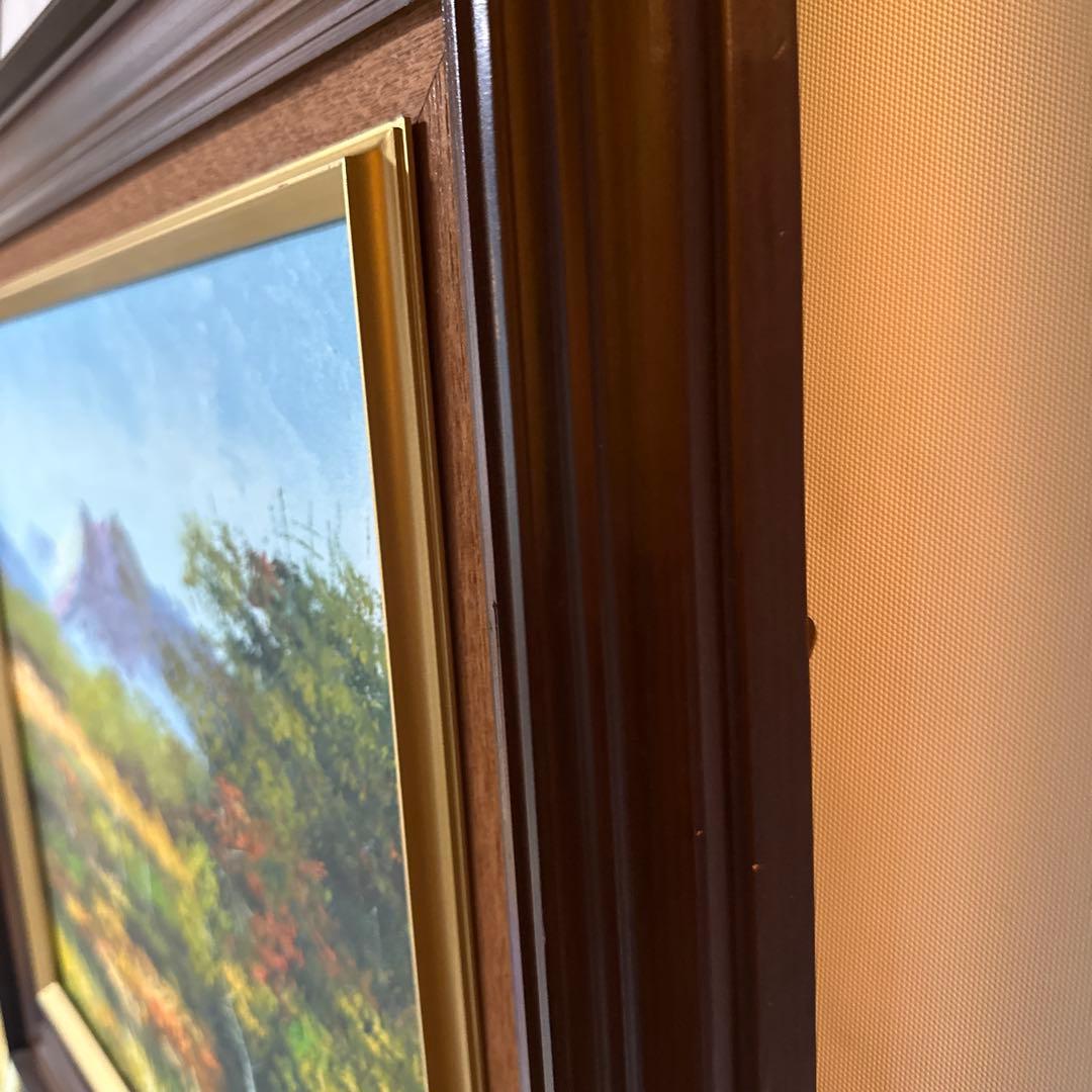 星野数男「尾瀬風景」油彩 真作 F10額装 油絵 大型絵画 風景画 美術品