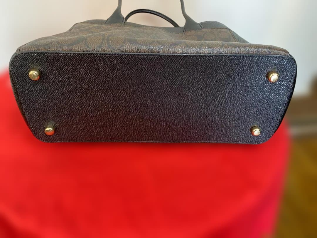 美品　COACH レザートートバッグ ブラウン/ブラック　1