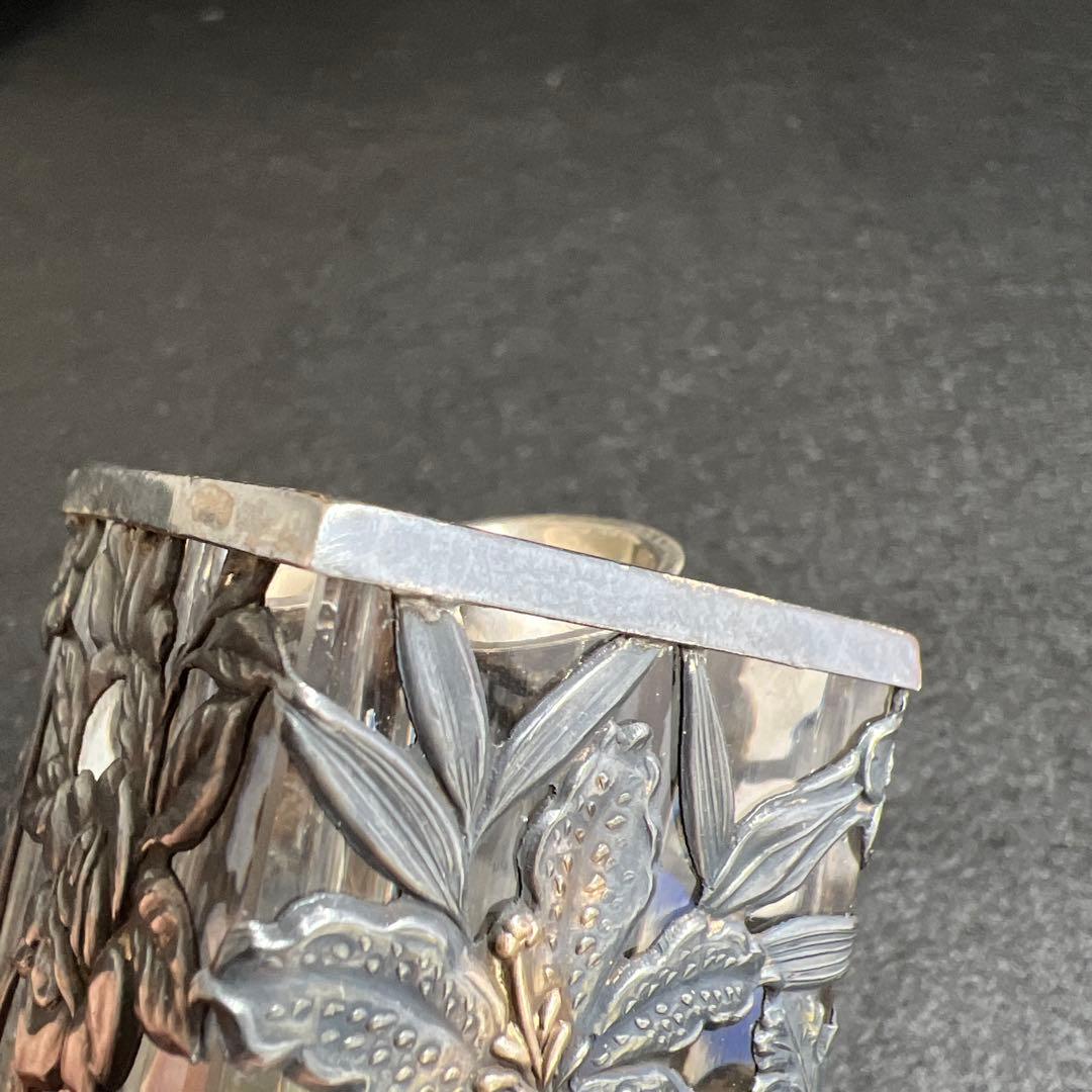 銀製刻印 透彫小花入 180g高さ6㎝ 東Y7-1218☆2F