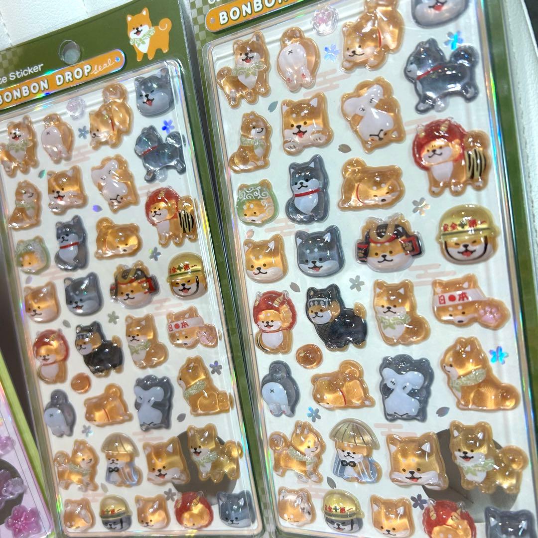 【正規品】ボンボンドロップシール 和柄 8枚セット 桜 柴犬 縁起物 忍者