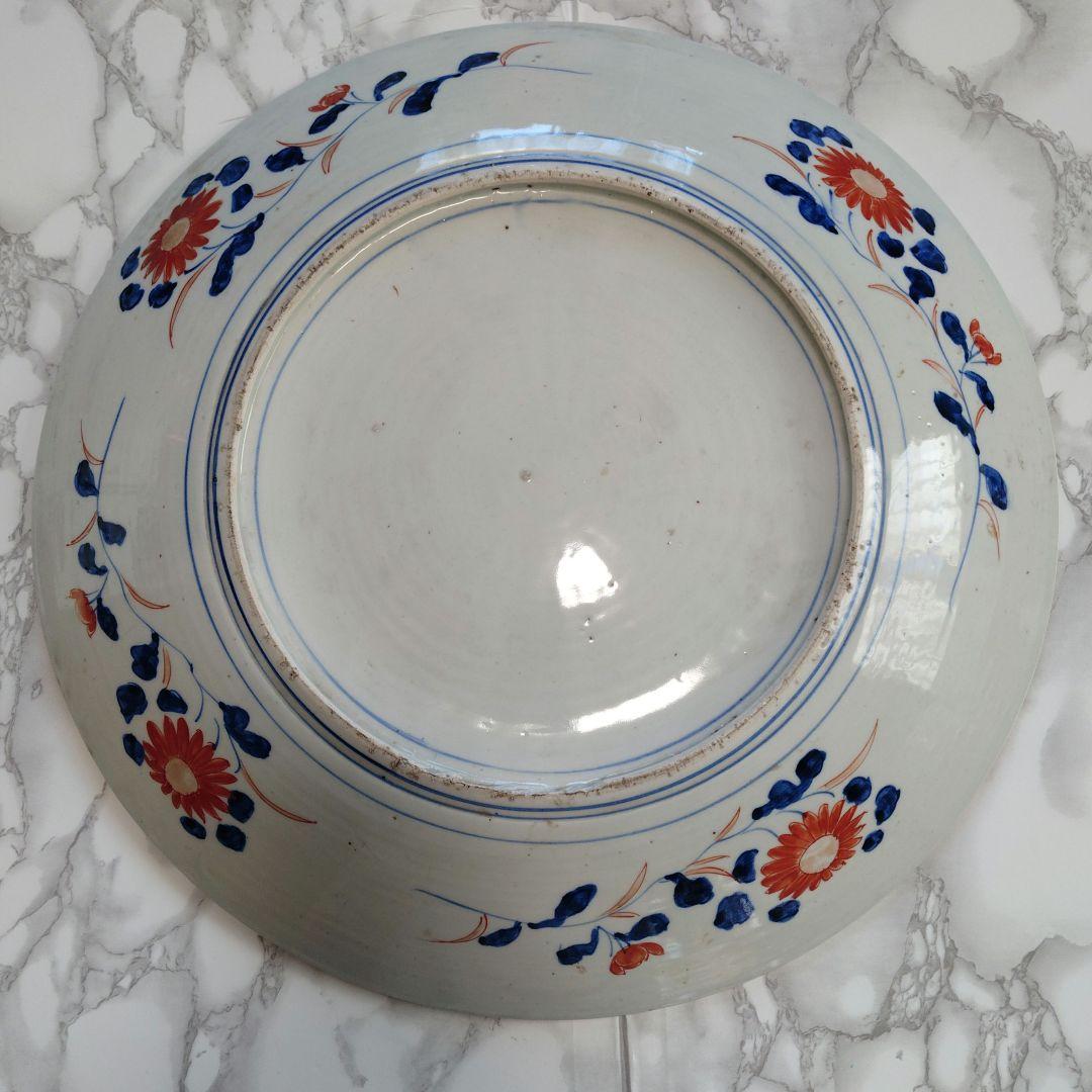 48cm 超特大 古伊万里 赤絵 金彩 骨董 飾り皿 伊万里焼（大型・送料込）