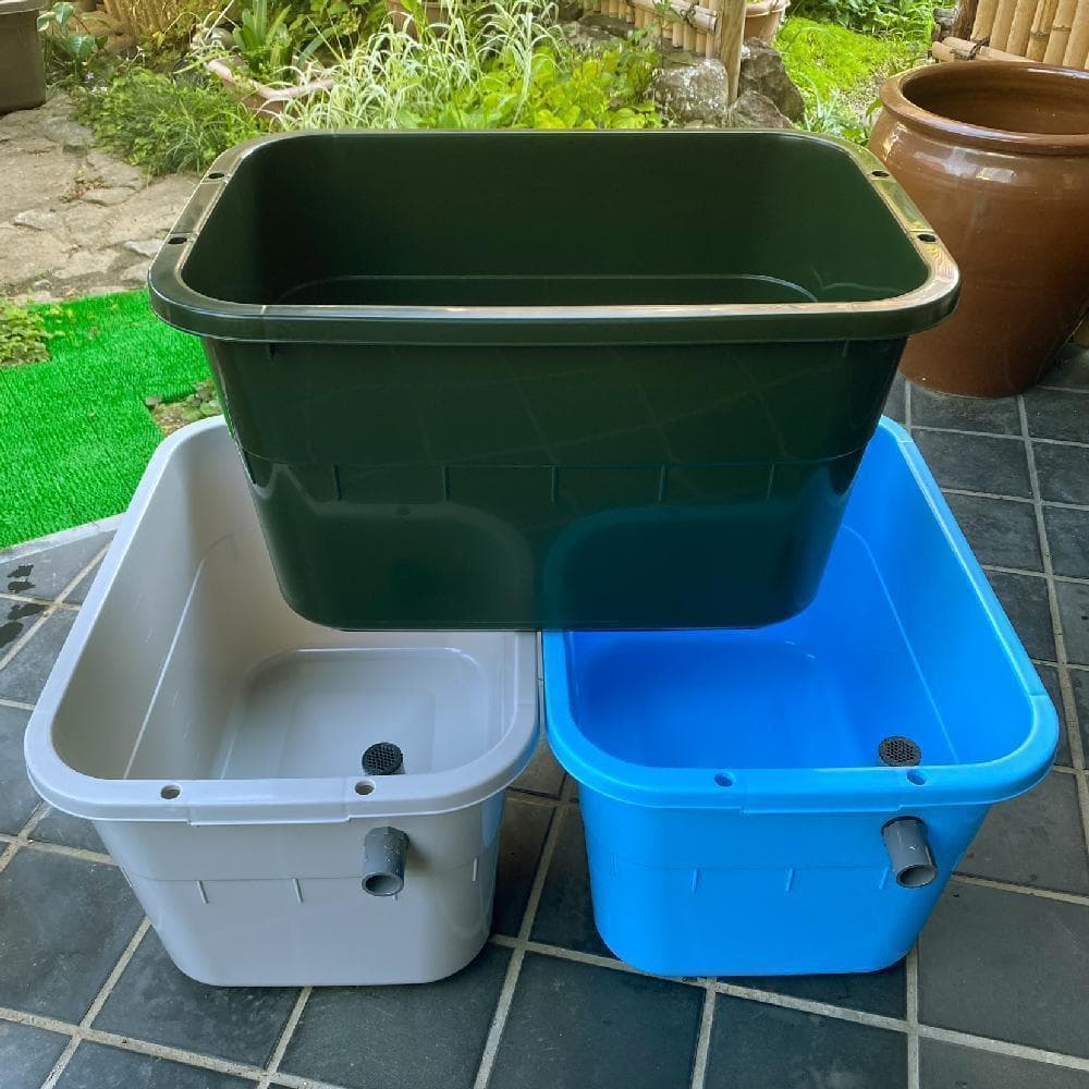 メダカ飼育ケース 36㍑x10個 色組み合わせ自由 オーバーフロー加工付