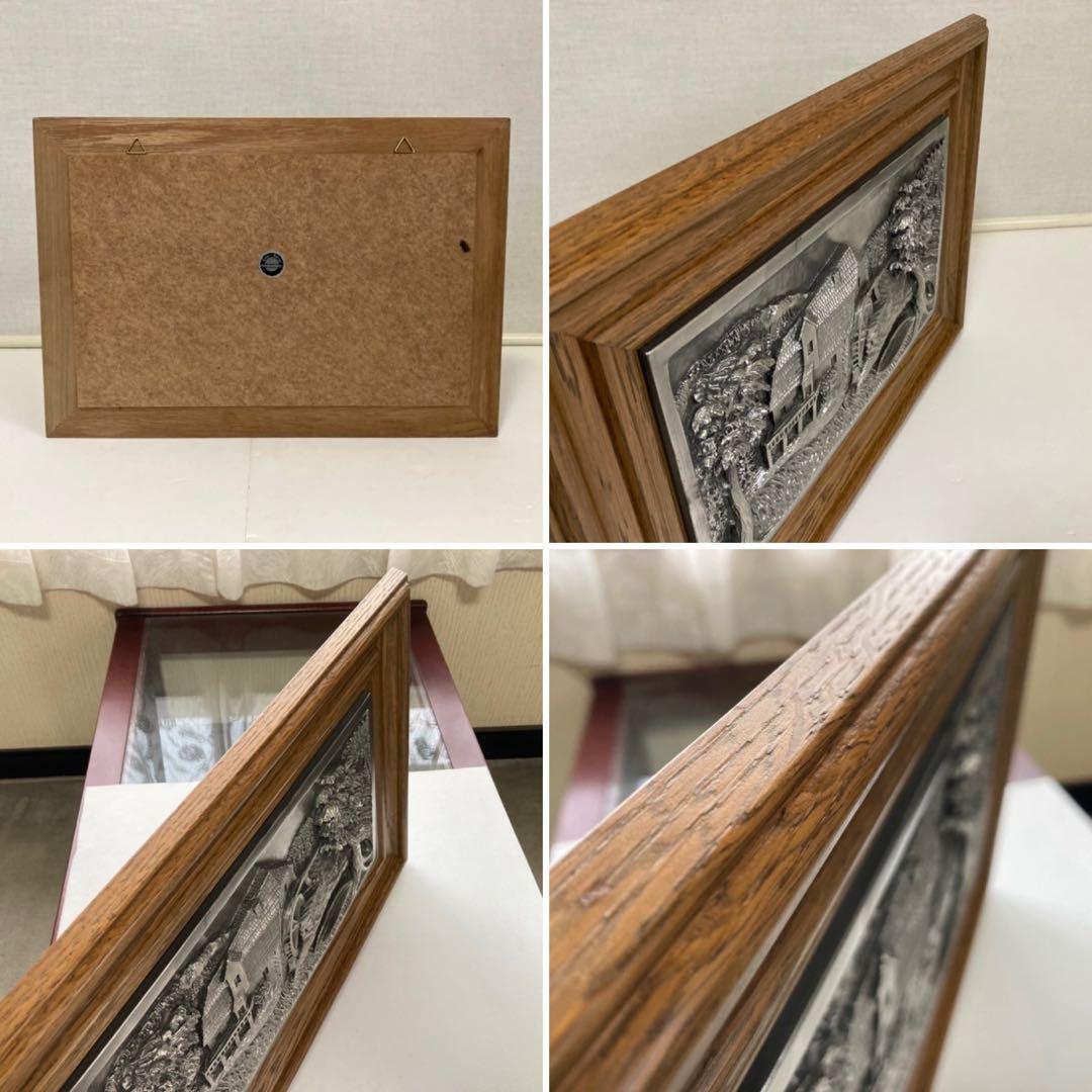 ドイツ 錫 金属 工芸品 彫刻 手作り 額装 レリーフ レトロ ヴィンテージ