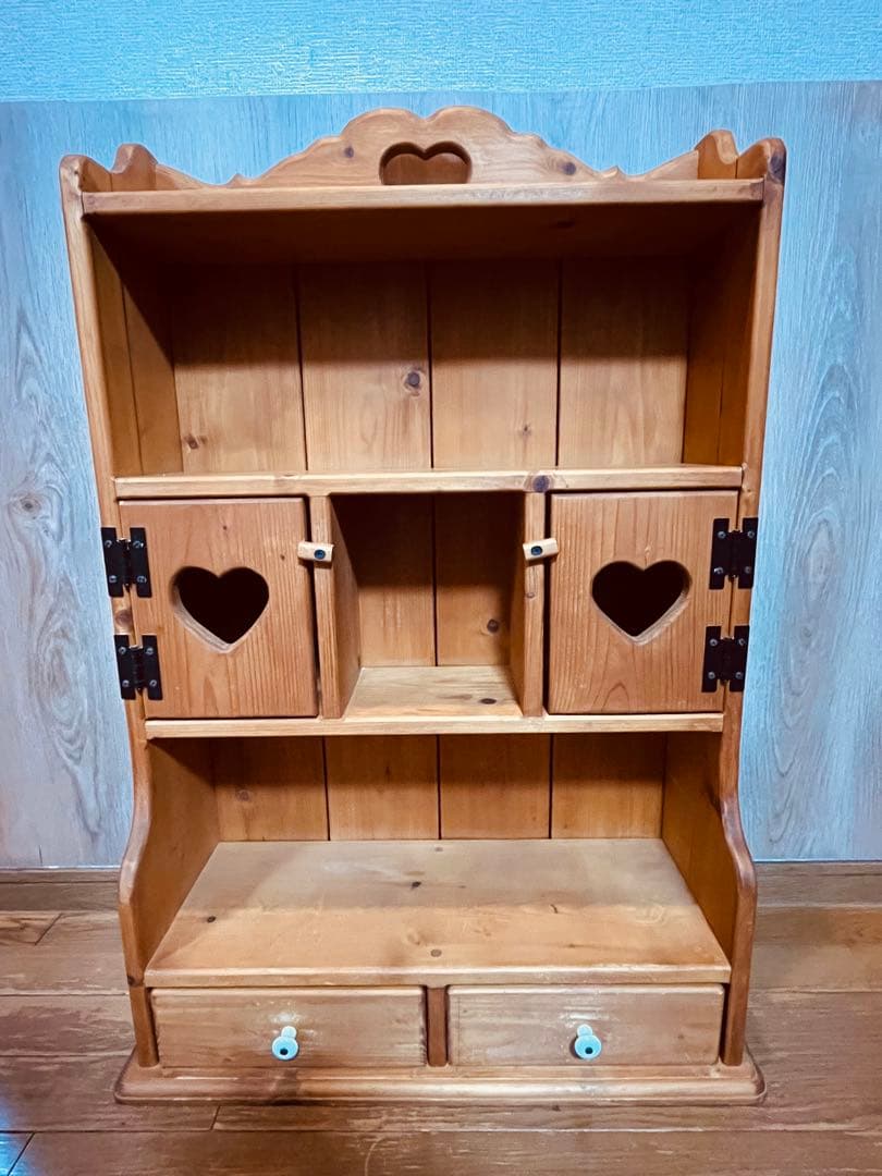 アメリカンカントリー家具 カントリーハート 木製ハート型扉付きシェルフ