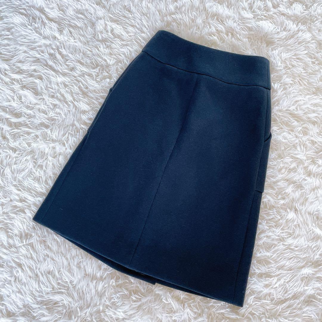 美品✨希少【エルメス】ウールアンゴラ ビッグベルトラップスカート ブラック 36