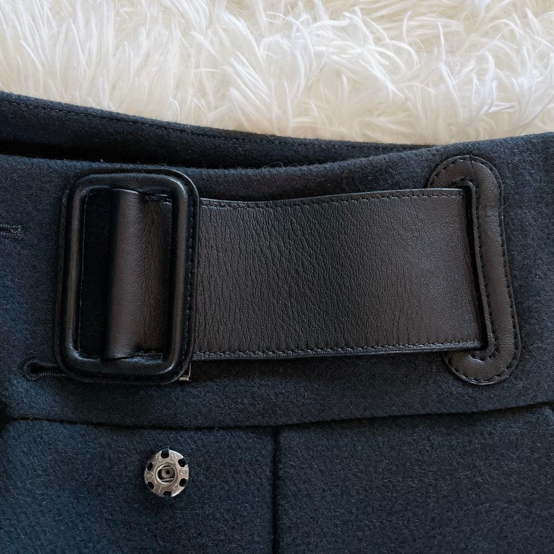 美品✨希少【エルメス】ウールアンゴラ ビッグベルトラップスカート ブラック 36