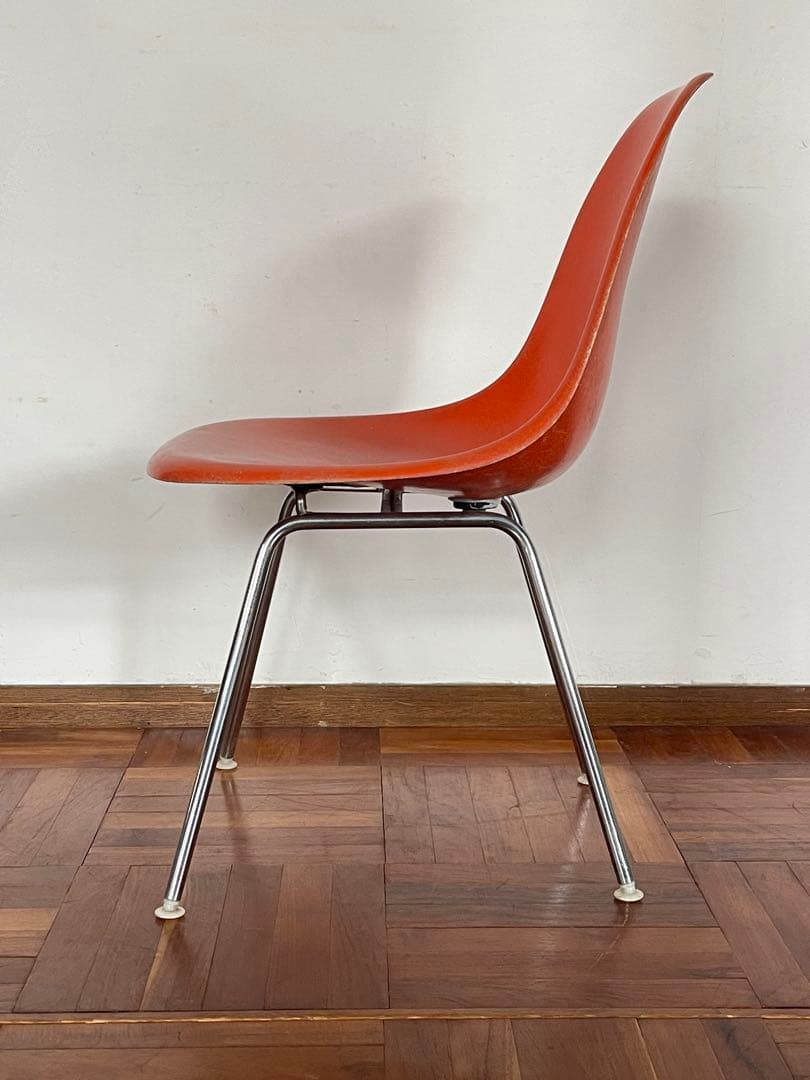 ハーマンミラーシェルチェアエッフェルベースオレンジ年代不明ファイバー