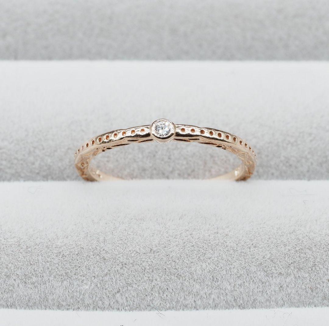 agete アガット K10 ダイヤモンド ピンキーリング