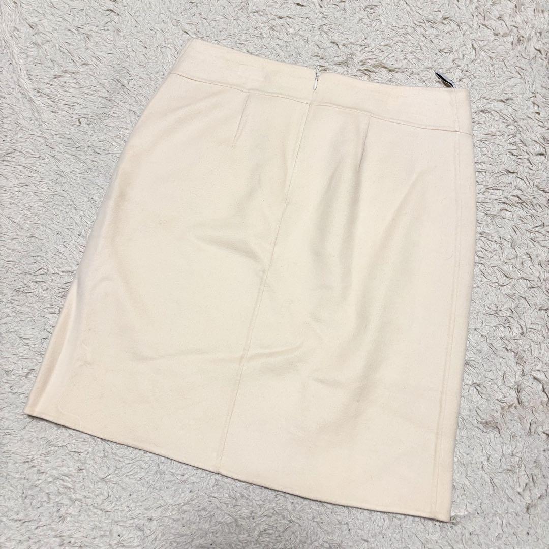CELINE セリーヌ 42 ウールカシミヤ スカート トリンオフ金具 フランス