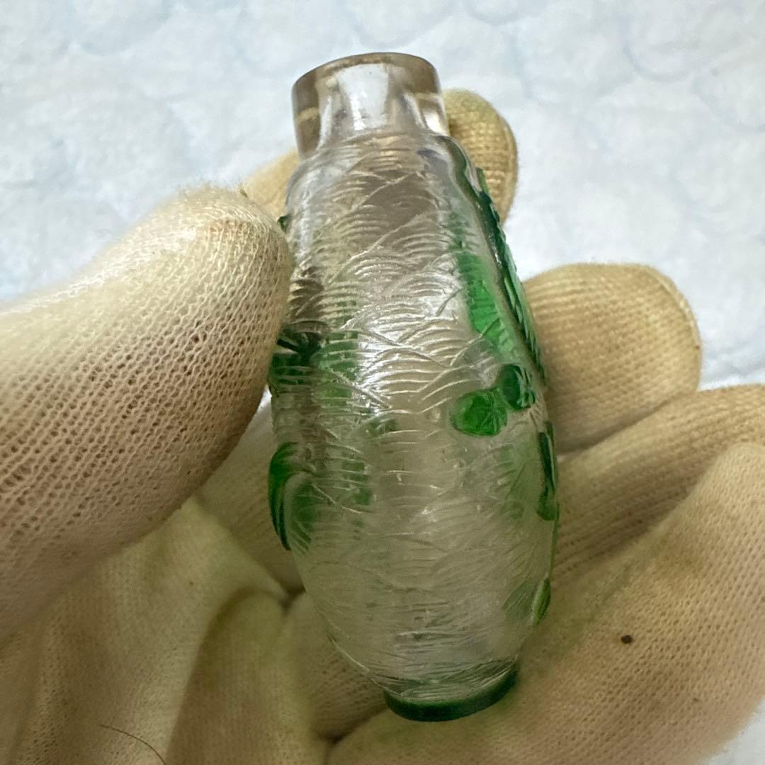 時代物 鼻炎壺 瑠璃硝子 鯉