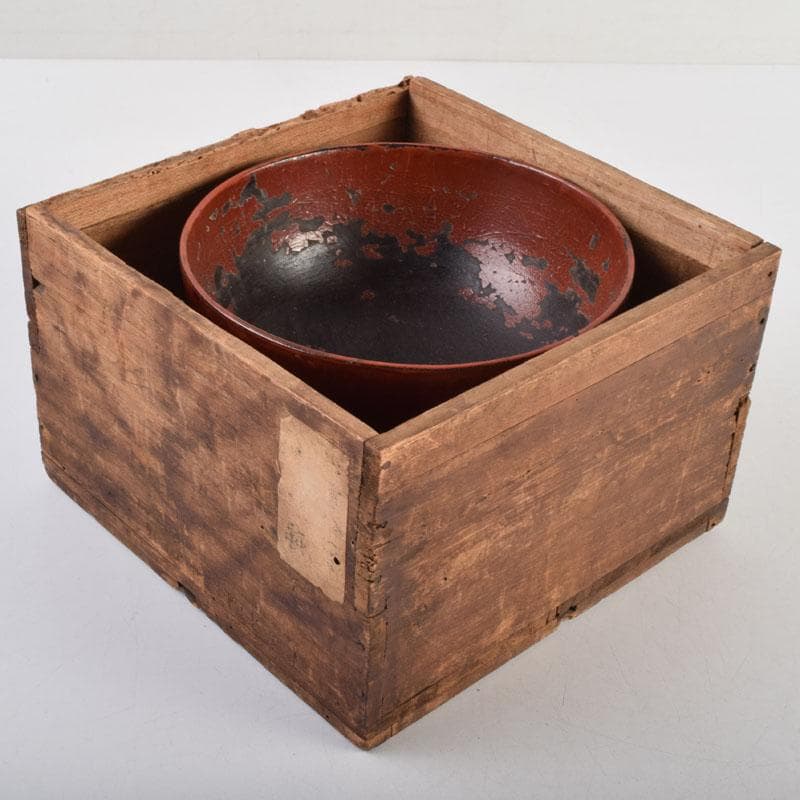 根来塗 時代根来 朱塗 在銘 椀 時代箱 C R9401