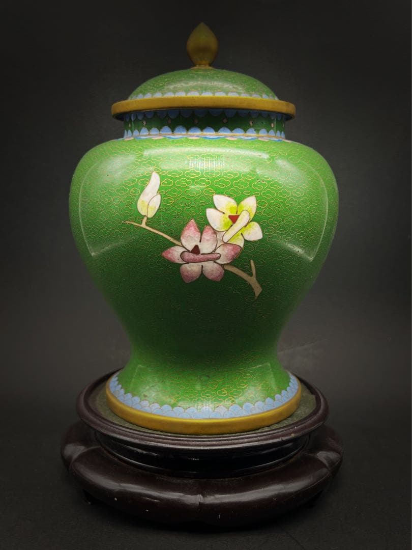 中國美術 景泰 七宝焼 將軍罐 茶葉罐 置物 中人民共和国制造 飾り壺