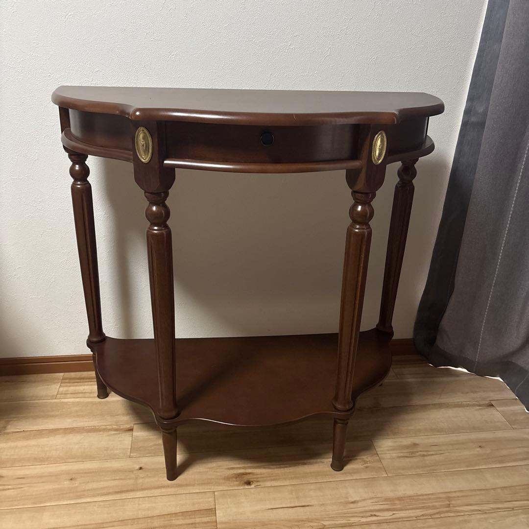 半円　コンソールテーブル　アンティーク　美品　最安値 コンソールテーブル テーブル 半円テーブル 完成品 マホガニー 無垢