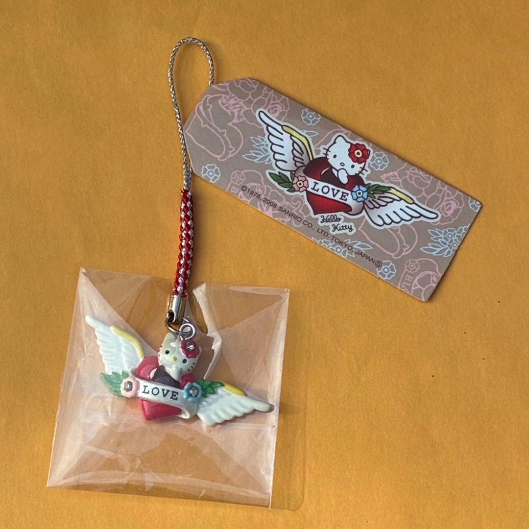 ★激レア★ハローキティ タトゥーKT LOVE 天使の羽 羽根 ストラップ 根付
