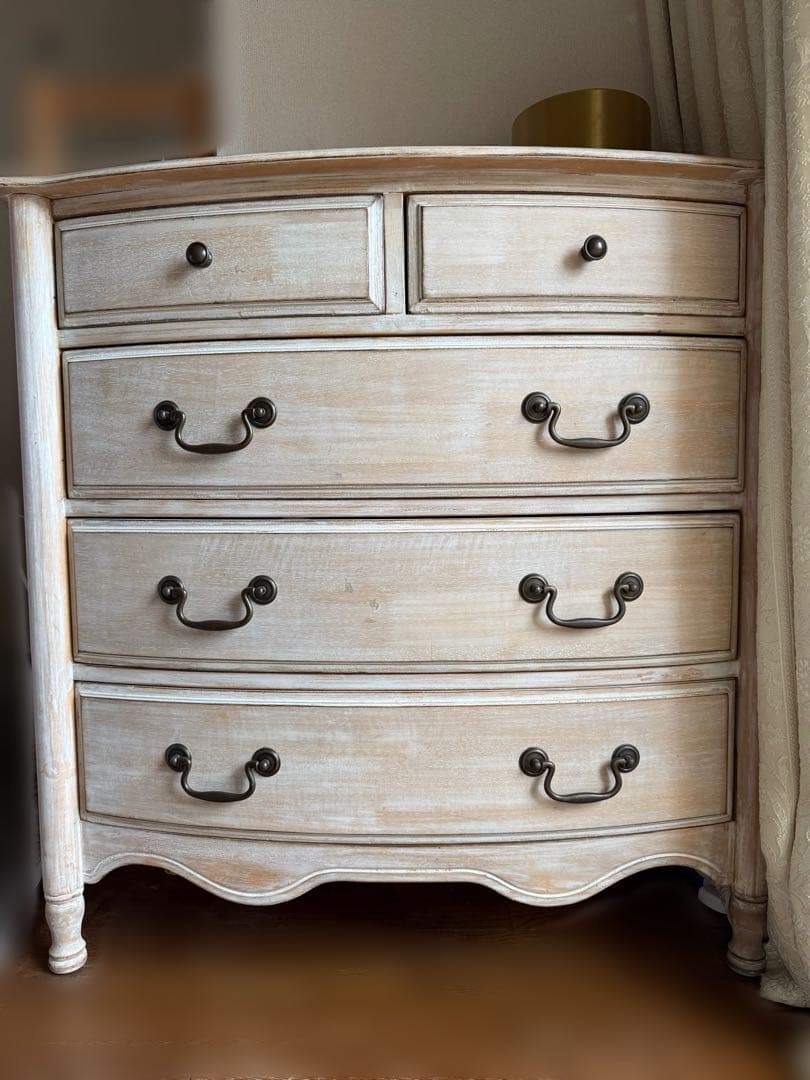 欅(ケヤキ)無垢材 古い棚 / 民藝 骨董 天板に傷あり 4段6杯の民芸