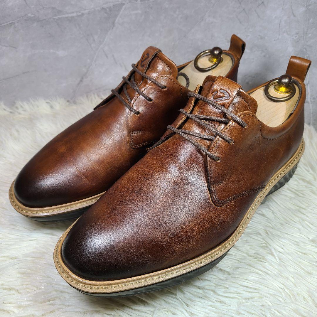 【ECCO】ST.1 HYBRID PLAIN TOE TIE　ダークブラウン