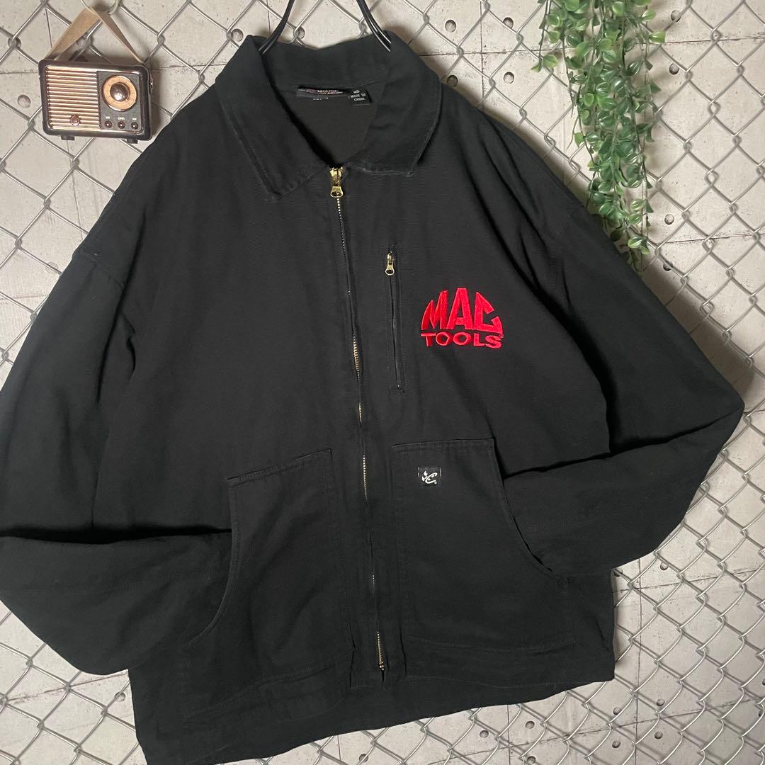MACTOOLS マックツール ダック生地 短丈ジャケット ロゴ刺繍 黒 XL程